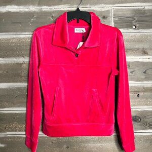 JUICY COUTURE Women's Pullover Top Blushing Pink Velour Half Snap Size M